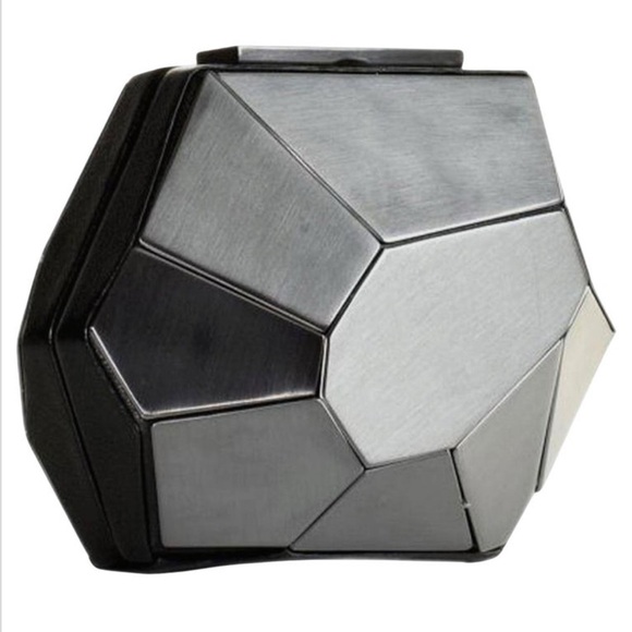 Herve Léger Rare, Multi-faceted Gold leather Minaudiere clutch - Picture 9 of 12